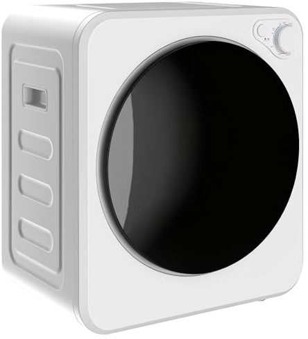 HOMCOM Minitorktumlare, 4 kg | 5 program | 60 ℃ | 800 W/400 W | fristående och väggmonterad | luftdragare | vändbar trumma i rostfritt stål | för kläder, husbil, studentrum, hem | vit