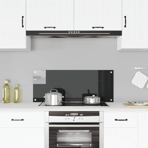 Mokuyary Kitchen Backsplash Black 100 x 40 cm Tempered Glass Splashbacks for Cookers, multiple sized kitchen splashbacks for walls