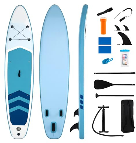 COSTWAY Stand Up Paddling Board, 336 cm SUP Board mit komplettem Zubehör für 2 Personen, aufblasbares Paddle Board für Anfänger und alle Könnensstufen (Dunkelblau + Himmelblau)