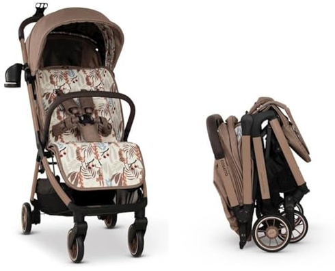 Cosatto Woosh City Travel Stroller - Compact Fold Baby Pushchair from Birth to 25kg - Lightweight Airline Compatible, One Hand Easy Fold, Large 8kg Shopping Basket, Raincover & Cup Holder (Tiger Tale)
