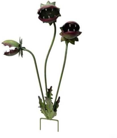FUANA Venus-Fliegenfalle aus Metall, rostbeständig, für den Außenbereich, Blumendekoration für Terrasse, Rasen, Blumenbeet (30 cm)