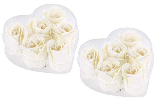 PEARL Rosenblüten-Seife: 6 cremeweiße Rosen-Duftseifen in Geschenk-Box, 2er Pack (Rose-Seifendose, Blumen-Badseifen Rosenformen, Badezimmer)