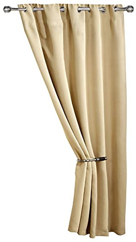 Emma Barclay – Ring Top Blackout Door Curtain for Bedroom Living Room Thermal Insulated Woven Eyelet Blackout Single Curtain Cali Collection (66” x 84” Inch)(Beige)