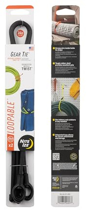 Nite Ize, Inc. GLL24-01-2R3 Nite Ize Gear Loopable, The Original Reusable Rubber Sturdy Integrated Loop, 24 Inch, Black, 2-Pack, Made in The USA Twist Tie, 24-2 Pack