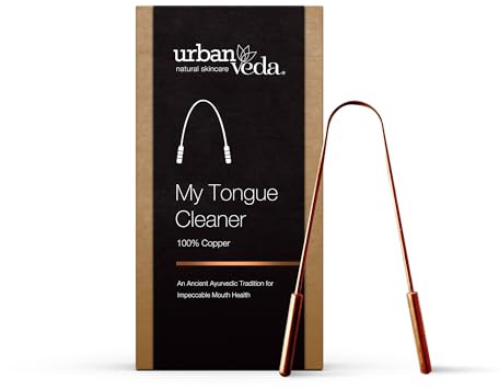 Urban Veda Copper Tongue Scraper | Digestive Health & Bacteria Remover | Fresher Breath & Enhanced Taste | Copper Tongue Scraper for Bad Breath Treatment | Oral Hygiene Products |