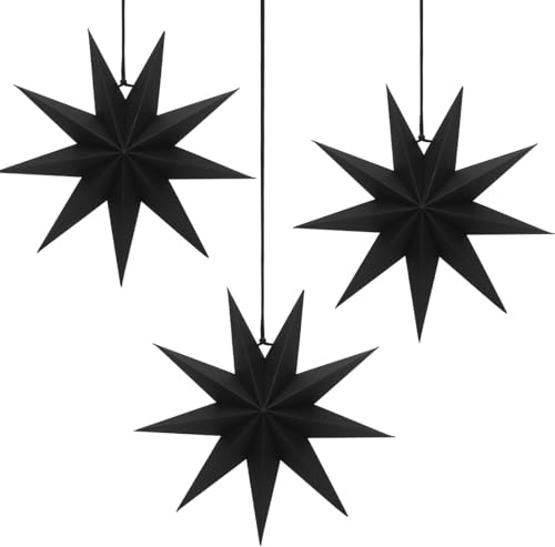 Capaneus Lot de 3 Étoiles de Noël en Papier, Etoile Papier a Suspendre, Noël Décorative en Papier Étoile à Suspendre, Ornements Étoile Noël Suspendus Décoration la Maison