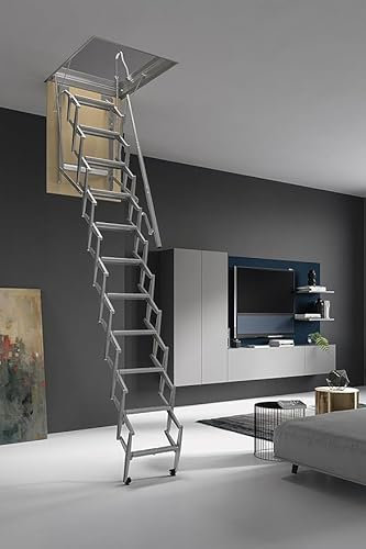 Service Solutions Scala per Soppalco Retrattile Salvaspazio - Scala Richiudibile per Soffitto o Sottotetto | Zincata con 11 Gradini (PANTOGRAFO (11 GRADINI) ZINCATA - CM 50 X 70 H300)