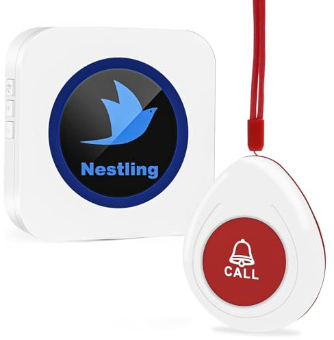 Personal Alarms for Elderly/Caregiver Pager/SOS Panic Call Button/Elderly Alarm Call Bell Button/Home Alarm System for Elderly Patient Nurse 1 UK Plug-in Receiver + 1 Waterproof Transmitter