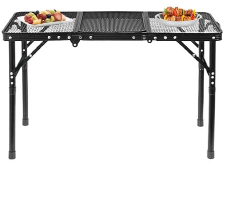 Table Pliante, Table Pliable - Table de Pique-Nique - Table de Gril extérieure Portable, Table de Four à Pizza à Hauteur réglable, Table de préparation de Barbecue avec Sac pour Gril