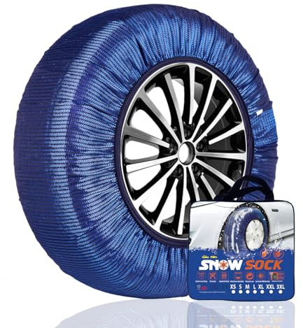 SAITUMA Schneekette Auto Textilschneekette 2 Stück EN 16662-5 Homologiert Reifen Schneekette Washable Schnellmontage (XL)