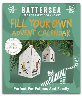 Cardology - Christmas Fill Your Own Advent Calendar for Cat Lovers | 24 DIY Gift Boxes, Reusable, Battersea Dogs & Cats Home Charity