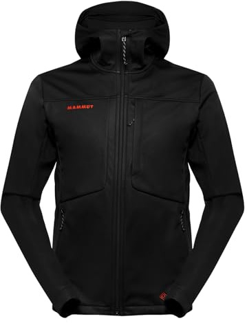 Mammut Ultimate VIII SO Hooded Jacket Men 25 Years – Chaqueta Softshell para Hombre con Capucha | Para Trekking | Negro, Talla XL