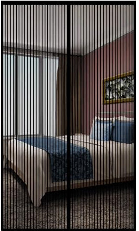 nvdsivee Magnet Fliegengitter Tür Insektenschutz Balkontür Magnetvorhang Anti-Moskito Vorhang Ohne Bohren Moskitonetz Fliegenvorhang Magnetisch für Terrassentür Schwarz B 85x210cm(33x82inch)