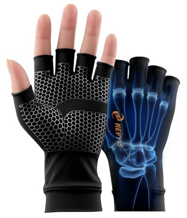 NEVVIS Kompressionshandschuhe für Damen und Herren, Arthritis-Handschuhe für Frauen bei Schmerzen, Karpaltunnel, Schwellungen, Ödemen, Sehnenscheidenentzündung... 1 Paar, Schwarz , M