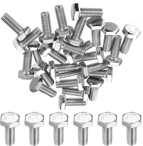 XxinXrong 50 Stück Sechskantschrauben M8x20mm, 6 Kant Schrauben Maschinenschrauben, Sechskantkopf Gewindeschrauben Set, Vollgewindebolzen für Metallbauarbeiten Automobilmaschinen DIY