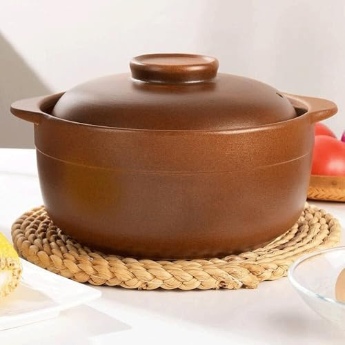 WYWY Terracotta Casserole Pot with Lid - Earthen Clay Cooking Pot for Open Fire - Ideal Ceramic Casserole for Traditional Cooking(3L)