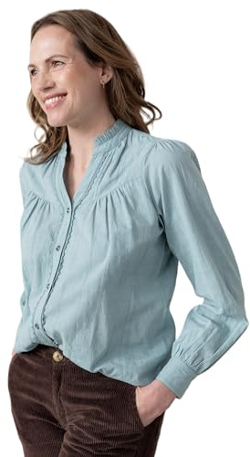 Lily & Me Wayfaring Cotton Check Blouse - Ice Blue - Size 16