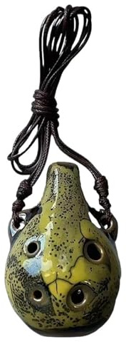 Ocarina 1 st 6 hål keramik mini ocarina hantverk musikinstrument (gul)
