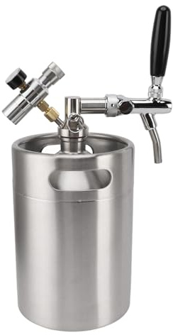 Baxnore Mini Beer Keg Growler 5L Stainless Steel Pressurized Portable Draft Beer Dispenser System with 60PSI Regulator for Homebrew Bars Parties