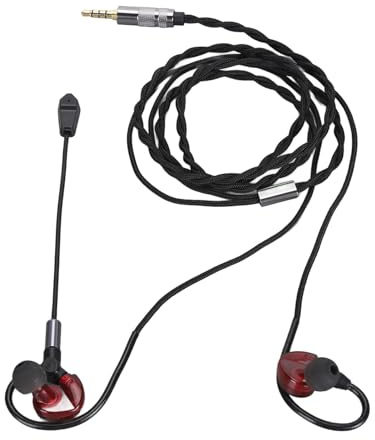 Omquot Spelhörlurar, avtagbar mikrofon med hög känslighet, för mobiltelefon, PC, surfplatta, bärbar dator (röd)