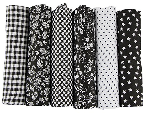 6 Stueck 50 x 50cm Stoffpakete Patchwork Stoffe Baumwolle Tuch DIY Handgefertigte Nähen Quilten Stoff Baumwollgewebe Verschiedene Designs (Schwarz)
