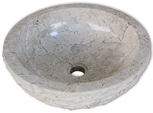 Festnight Waschbecken Marmor Handwaschbecken Waschschale 40 x 15 cm Cremefarben für Badezimmer