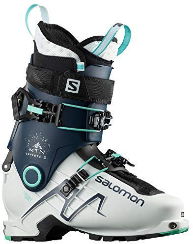SALOMON MTN Explore - Botas de esquí para Mujer, Color Blanco, Azul Gasolina, Azul Aruba, 25,5