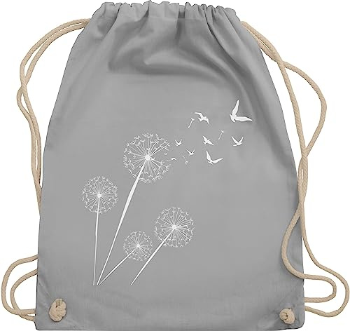 Turnbeutel Rucksack - Sprüche Statement - Pusteblume Löwenzahn - Unisize - Hellgrau - beutel mama mit aufschrift vögel stoffbeutel sportbeutel aus stoff bedruckt statements blume beuteltasche