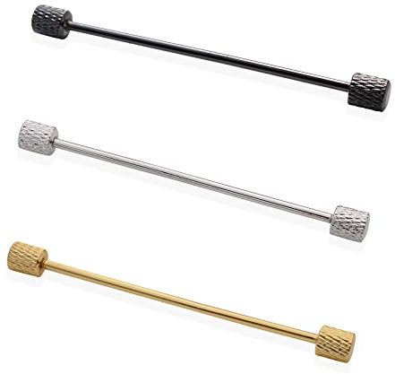 YYBONNIE 3PCS Brass Cylinder Head Men's Collar Bar Pins Shirts Tie Pins Necktie Pin Lapel Stick Collar Brooch