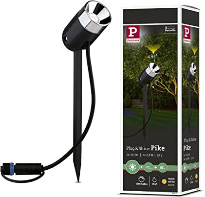 Paulmann 94241 Plug & Shine Spotlight Pike LED utomhusbelysning rund inkl. 2,2 W dimbar antracit plast 3000 K varmvit