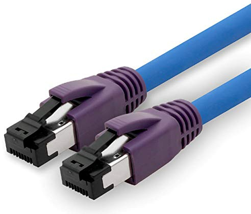 1aTTack.de Cable de red CAT8, 25 m, 2000 MHz, 40 Gbits, 40GBase-T High End Poe+, cable Ethernet AWG24, cobre LSZH, azul, 1 pieza de 25 m
