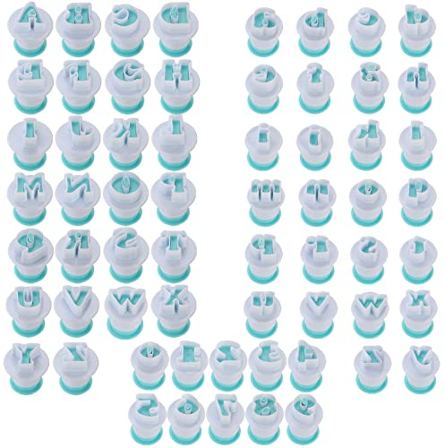 Suwimut 62 Pieces Fondant Alphabet Letter Cutters and Number Set, Cake Biscuit Mold Decorating Tools, Cookie Stamp Impress Embosser Plunger, Uppercase Lowercase Numbers Shape DIY Sugar Cookies