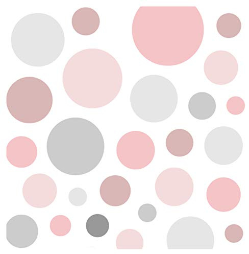 Little Deco Wandaufkleber 86 Punkte Kinderzimmer Mädchen Kreise I rosa grau I Wandtattoo Klebepunkte Wandsticker Set Dots bunt selbstklebend DL539-20