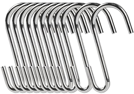 ilauke 32 Pack Heavy Duty S Hooks Silver S Shaped Hooks Hanging Hangers Hooks for Kitchen Bedroom and Office
