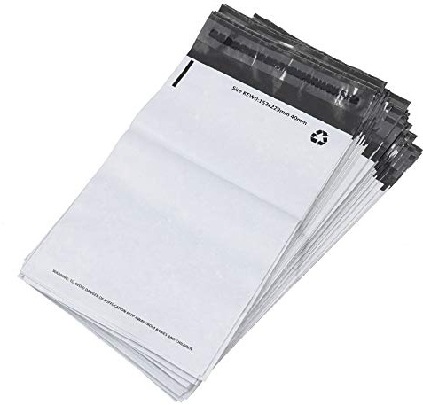 Versandtasche aus Polyethylen, A5, 152 x 229 mm, wasserdicht, selbstklebend, Weiß, 100 Stück