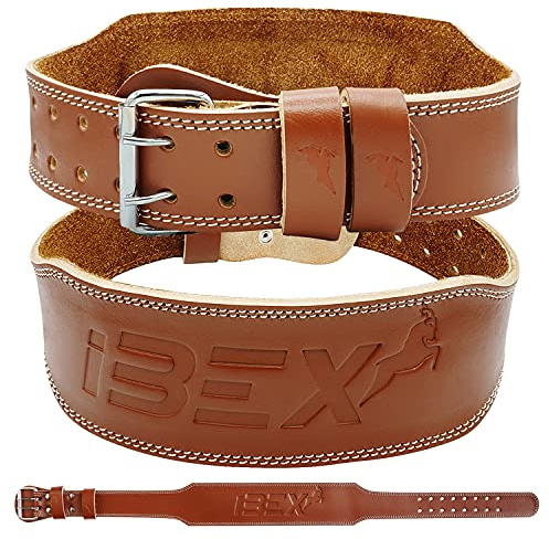 iBEX Tyngdlyftningsbälte läder 10 cm vadderat ländryggsstöd mocka foder stålspänne funktionell träning bodybuilding lyftträning dödlyfter knäböj träning hem gym fitnessutrustning XL