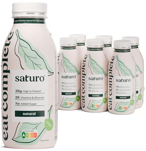 Saturo Substitut de Repas Complet, Original, Prêt à Consommer Riche en Protéines, Vitamines et Minéraux – Milk-Shake/Smoothie, 6 x 500ml