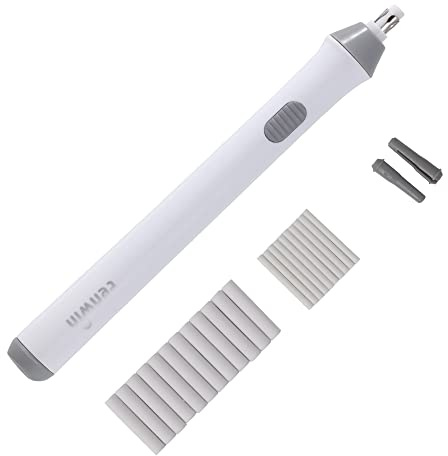 Goma de Borrar Eléctrica, Kit a Pilas Con 22 Gomas Adicionales Reemplazables Para Artistas, Automática Portátil Para Lápices de Dibujo/Grafito, Blanco
