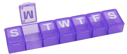 Ezy Dose Weekly (7-Day) Pill Organizer, Medium Planner, Purple, BPA-Free