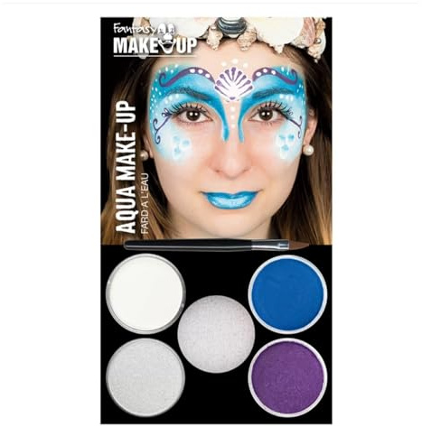 PAINT IT EASY Kinderschminke Karneval Aqua-Schmink-Set, Meerjungfrau, 6-teilig, Creme, Box, Pearl-Blue, Pearl-Silver