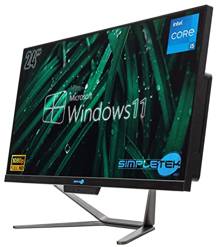 SIMPLETEK - PC All in One 24 FHD con processore Core i5, 16GB RAM, SSD 240GB, webcam integrata e Windows 11 Pro