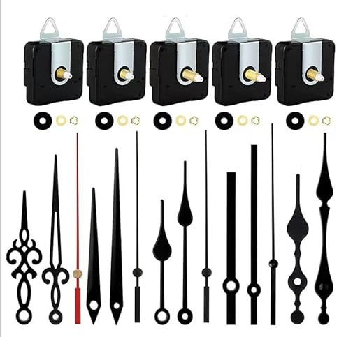 YIPUETERNITY Silent Uhren Mechanismus, Lange und Kurze Welle Quarz Uhrwerk Für Wanduhr, Wanduhr Silent Clock Uhrwerk Mechanismen mit 4 Holzhänden Für DIY Uhr Reparatur (Kunststoff-5pcs)
