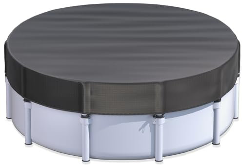 18 Ft Round Pool Cover for Metal Frame Above Ground Pools - Upgraded Windproof Design Compatible with Intex/Bestway Frame Above Ground Outdoor Swimming Pool (Black)