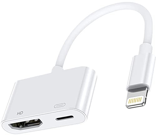 Adattatore Lightning AV digitale 1080P [Certificato Apple MFi] iPhone HDMI Adattatore TV Lightning a HDMI Cavo Plug and Play per iPhone 14/13/12/SE/11/XS/XR/X/8/7 a TV/HDTV/Monitor/Proiettore, Bianco