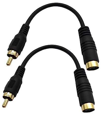 Traovien Gold-Plated S-Video to RCA Cable Composite RCA Male to S-Video 4 Pin Mini DIN Terminale Female AV Stereo Audio Conversion Cable -2PCS 15CM (4Pin Female to RCA Male Straight)