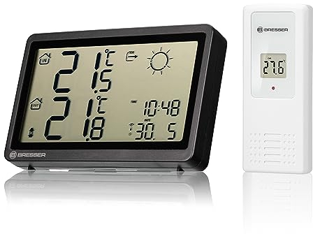 BRESSER Meteo Temp HZ Weather Station Black - Precise Indoor and Outdoor Temperature Measurement and Weather Forecasting