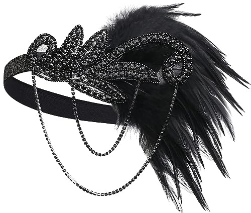 BABEYOND 1920s Flapper Stirnband Roaring 20s Great Gatsby Feather Headpiece