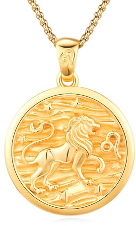 REDSUN Horoskop Halskette 925 Sterling Silber Sternzeichen Löwe Kette Sternzeichen Anhänger 12 Konstellation Oxidierte Halskette Schmuck für Frauen und Mädchen（Gold）