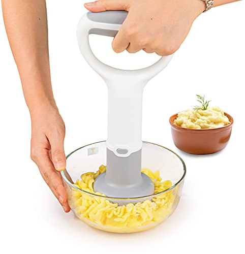 KJCQGQTZ Presse-Purée Électrique 3-RN-1 Mélangeur à Main, Fouet Multi-Outils Cuisine Immersion Mélangeur avec Poignée Antidérapante - Mélanger, Écraser et Réduire Purée Pommes Terre Légumes,Blanc