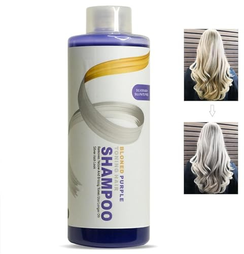 Pemarlis Shampooing tonifiant violet professionnel 500 ml, shampooing anti-jaunes, cheveux blancs, décolorés, revitalisant les cheveux blonds colorés, décolorés et méchés